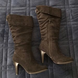 Suede knee high boots